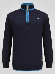 D555 Conway 2 1/4 Zip Neck Fleece Sweatshirt With Bear Logo Bleu marine