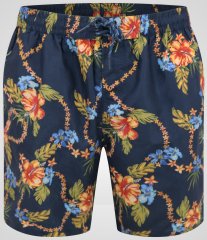 D555 Dawson AO Short de Bain avec Imprimé Hawaïen Bleu Marine