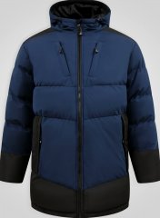 D555 Hank Ripstop Contrast Panelled Padded Hooded Jacket Bleu marine