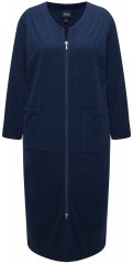 Ulla Popken 749967 Peignoir en éponge à fermeture éclair Bleu marine