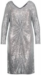 Ulla Popken 804863 Robe à sequins à col V Argent