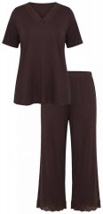 Ulla Popken 806944 Pyjama à manches courtes Marron