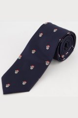 JP1880 811267 Cravate en soie à motif de Noël Bleu marine
