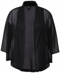 Ulla Popken 817211 Veste oversize en mousseline à col châle Noir