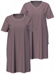 Ulla Popken 819289 Chemise de nuit à manches courtes lot de 2 Marron
