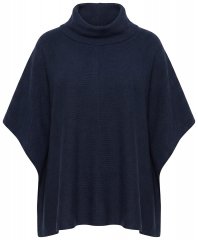 Ulla Popken 820620 Pull poncho à col roulé Bleu marine