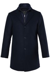 JP1880 821066 Matelassé Manteau en laine Bleu marine