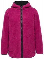 Ulla Popken 823371 Veste teddy à capuche et poches matelassées Fuchsia