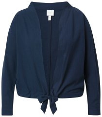 Ulla Popken 827116 Boléro à col montant en lin mélangé Bleu marine