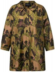 Ulla Popken 827217 Chemisier à manches courtes imprimé savane Noir