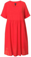 Ulla Popken 829837 Robe en lin mélangé à manches courtes Rouge