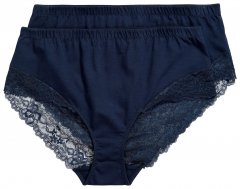 Ulla Popken 830094 Culottes en dentelle lot de 2 Bleu marine