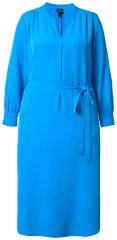 Ulla Popken 831004 Robe mi-longue à manches longues et col V Bleu roi