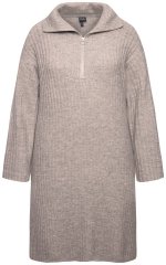 Ulla Popken 831589 Robe en maille à manches longues et col roulé Gris