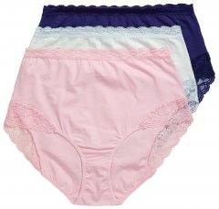 Ulla Popken 831866 Culottes taille haute en dentelle lot de 3 Bleu roi