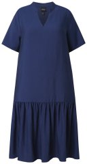 Ulla Popken 840367 Robe mi-longue à manches courtes et col V Bleu marine