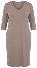 Ulla Popken 841952 Robe sweat à col V Marron clair