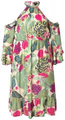 Ulla Popken 842471 Robe trapèze à manches 3/4 Champagne