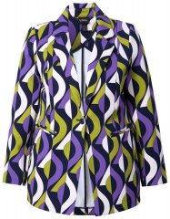Ulla Popken 842680 Blazer imprimé en jersey punto di Roma Bleu marine