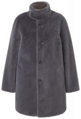 Ulla Popken 843003 Manteau en fausse fourrure à col montant Gris