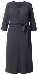 Ulla Popken 843595 Robe portefeuille à manches 3/4 Gris chiné