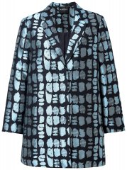 Ulla Popken 843937 Blazer texturé imprimé Bleu marine