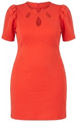Ulla Popken 845150 Robe moulante à manches courtes Rouge