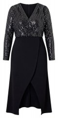Ulla Popken 845151 Robe rayée à col V Noir