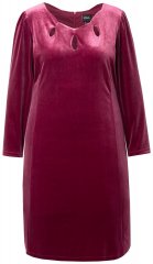 Ulla Popken 845573 Robe en velours à manches longues Bordeaux