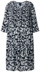 Ulla Popken 845825 Robe mi-longue fleurie à manches 3/4 Noir