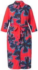 Ulla Popken 846164 Robe chemise fleurie Rouge