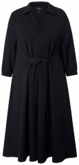 Ulla Popken 846373 Robe mi-longue à ceinture à nouer Noir