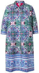 Ulla Popken 846952 Robe chemise fleurie Blanc