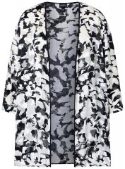 Ulla Popken 847060 Veste ouverte en mousseline dévorée Noir