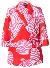 Ulla Popken 847275 Blazer rayé effet portefeuille Rouge