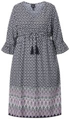 Ulla Popken 847798 Robe mi-longue trapèze à col V Noir