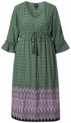 Ulla Popken 847798 Robe mi-longue trapèze à col V Vert foncé