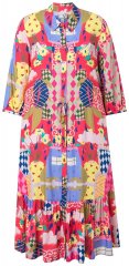 Ulla Popken 848015 Robe mi-longue imprimée à cordon Rose