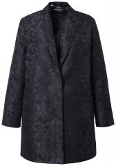 Ulla Popken 848099 Blazer fleuri en jacquard à boutonnage caché Noir