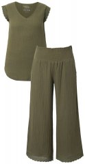 Ulla Popken 848131 Pyjama en dentelle Vert olive