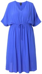 Ulla Popken 848224 Robe longue à manches courtes et col V Bleu