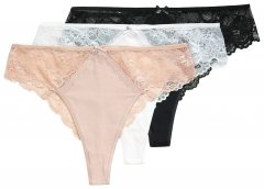 Ulla Popken 848522 Strings en dentelle lot de 3 Noir