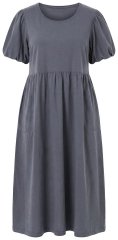 Ulla Popken 848575 Robe longue à manches courtes et poches Anthracite