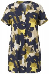 Ulla Popken 848710 Robe fleurie à poches Bleu marine