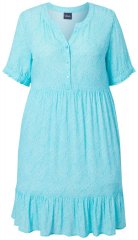 Ulla Popken 848724 Robe imprimée à volants Turquoise