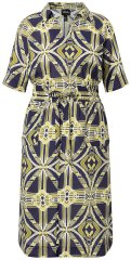Ulla Popken 848789 Robe mi-longue imprimée à poches Bleu marine