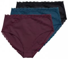 Ulla Popken 848803 Culottes en dentelle lot de 3 Bordeaux