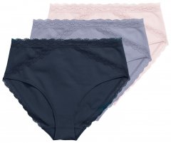 Ulla Popken 848803 Culottes en dentelle lot de 3 Bleu clair