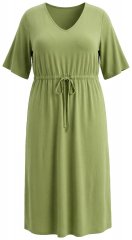 Ulla Popken 848829 Robe mi-longue à manches courtes et cordon Vert clair