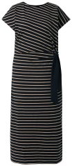Ulla Popken 848921 Robe en jersey rayée à ceinture à nouer Noir